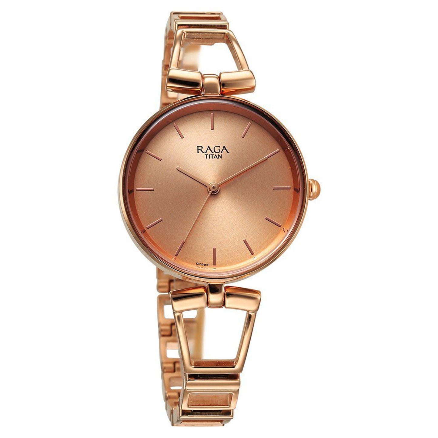 Titan Raga Ascend Quartz Alog Rose Gold Dial With Rose Gold Color Metal Strap Watch For Women