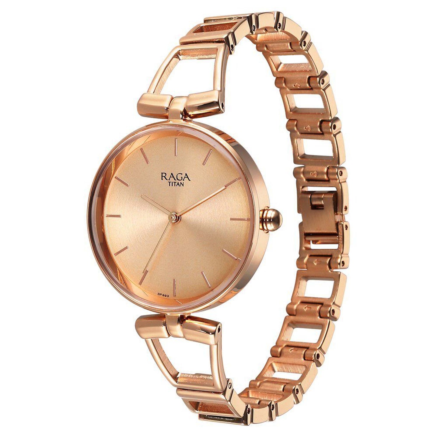 Titan Raga Ascend Quartz Alog Rose Gold Dial With Rose Gold Color Metal Strap Watch For Women