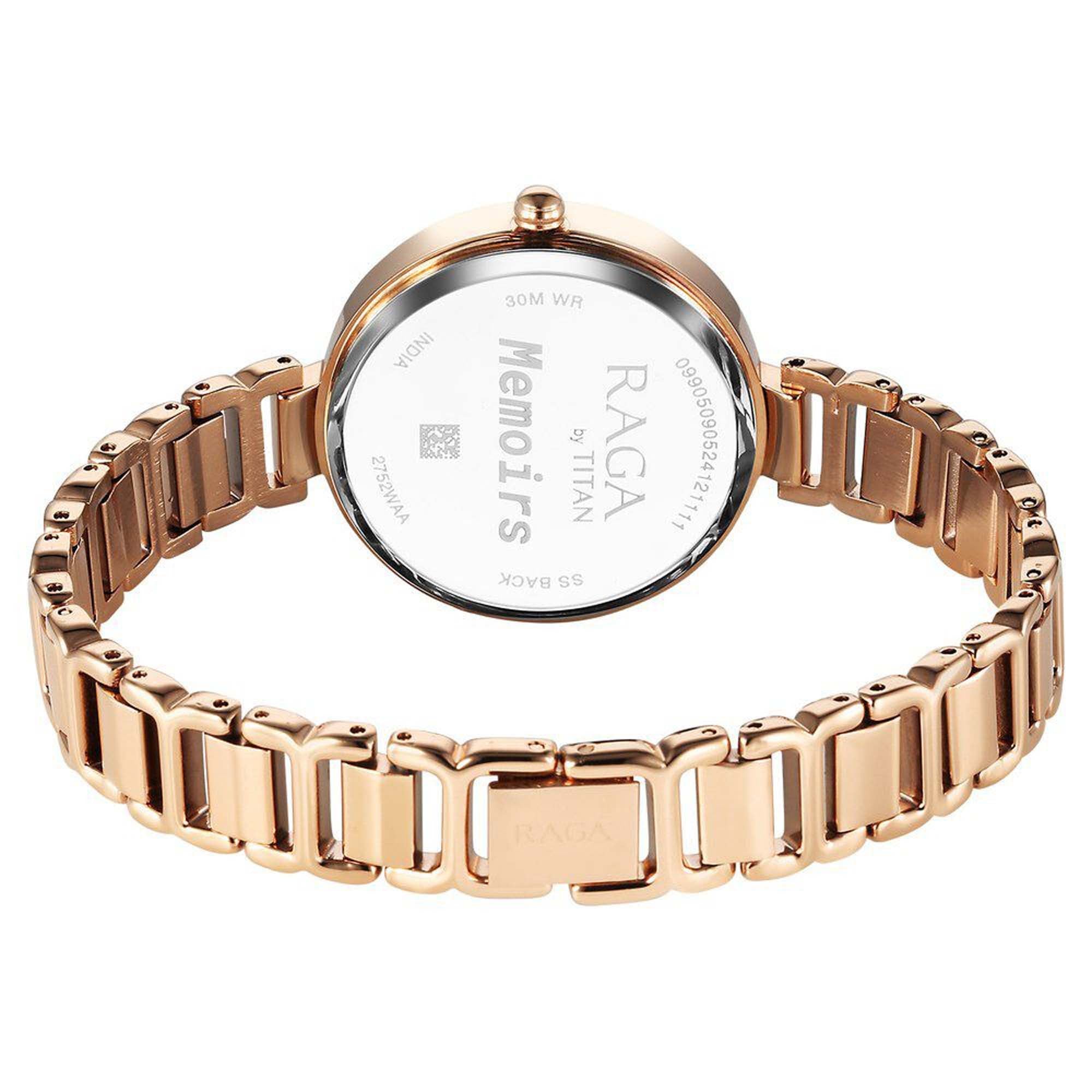 Titan Raga Memoirs Quartz Analog Burgundy Dial With Rose Gold Color Metal Strap Watch For Women