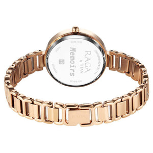Titan Raga Memoirs Quartz Analog Burgundy Dial With Rose Gold Color Metal Strap Watch For Women