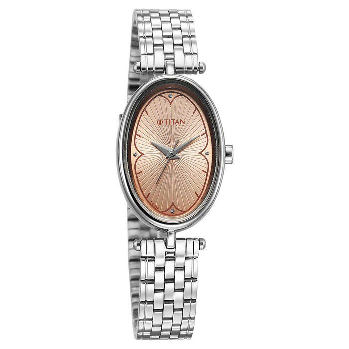 Titan Karishma Quartz Analog Beige Dial Silver Stainless Steel Strap Watch For Women(2758SM01)