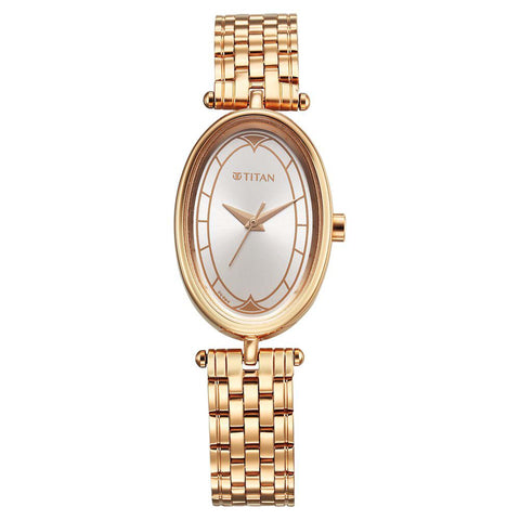 Titan Karishma Quartz Analog Silver Dial Rose Gold Stainless Steel Strap Watch For Women(2758WM01)