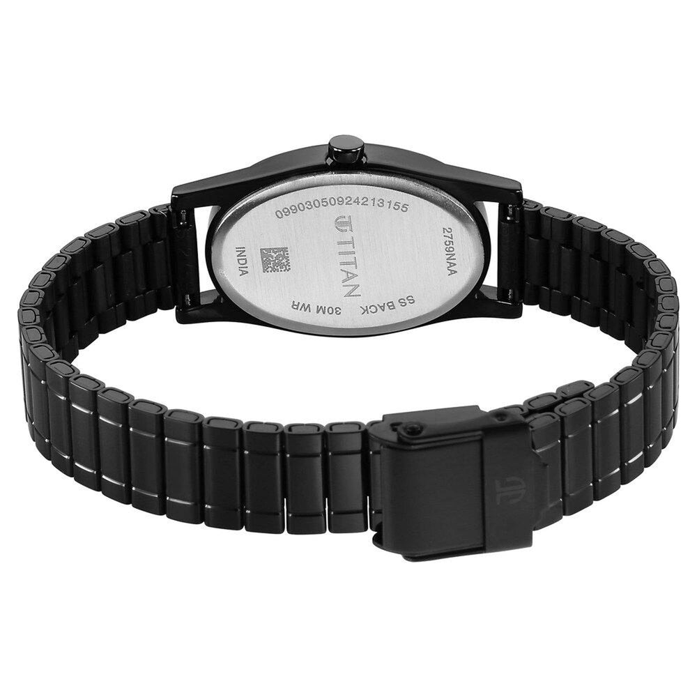 Titan Karishma Quartz Analog Blue Dial Black Stainless Steel Strap Watch For Women(2759NM01)