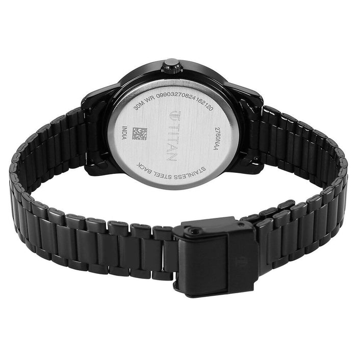 Titan Karishma Quartz Analog Purple Dial Black Stainless Steel Strap Watch For Women(2760NM01)