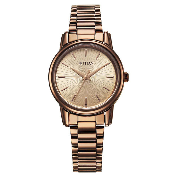Titan Karishma Quartz Analog Beige Dial Brown Stainless Steel Strap Watch For Women(2760QM01)