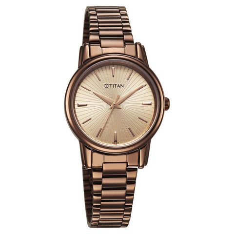 Titan Karishma Quartz Analog Beige Dial Brown Stainless Steel Strap Watch For Women(2760QM01)
