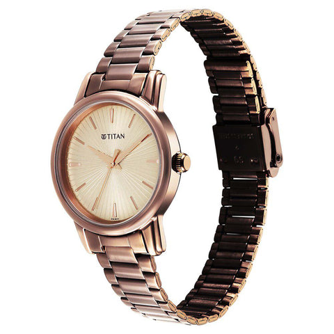 Titan Karishma Quartz Analog Beige Dial Brown Stainless Steel Strap Watch For Women(2760QM01)