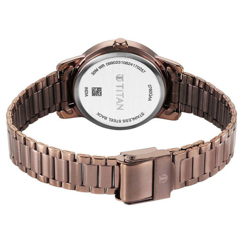 Titan Karishma Quartz Analog Beige Dial Brown Stainless Steel Strap Watch For Women(2760QM01)