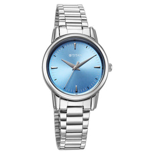 Titan Karishma Quartz Analog Blue Dial Silver Stainless Steel Strap Watch For Women(2760SM02)