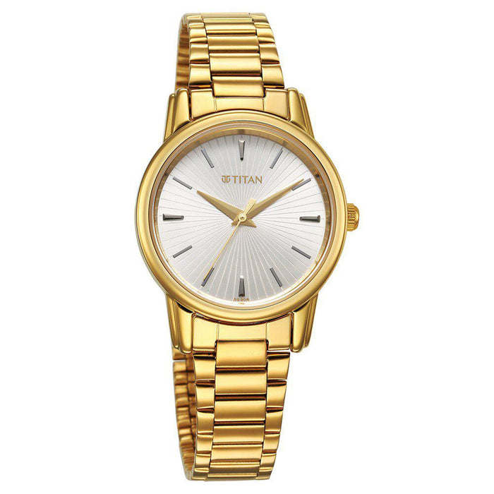 Titan Karishma Quartz Analog Silver Dial Golden Stainless Steel Strap Watch For Women(2760YM01)