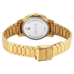Titan Karishma Quartz Analog Silver Dial Golden Stainless Steel Strap Watch For Women(2760YM01)
