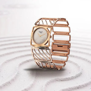 Titan Raga White Mother of Pearl Rectangle Dial Rose Gold Metal Analog Watch for Women 2769WM01