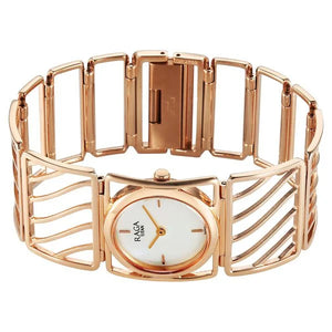 Titan Raga White Mother of Pearl Rectangle Dial Rose Gold Metal Analog Watch for Women 2769WM01