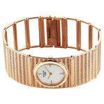 Titan Raga White Mother Of Pearl Rectangular Dial Rose Gold Stainless Steel Strap Analog Watch for Women