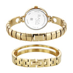 Titan Raga White Mother of Pearl Dial Gold Metal Strap Analog Watch for Women 2774YM01