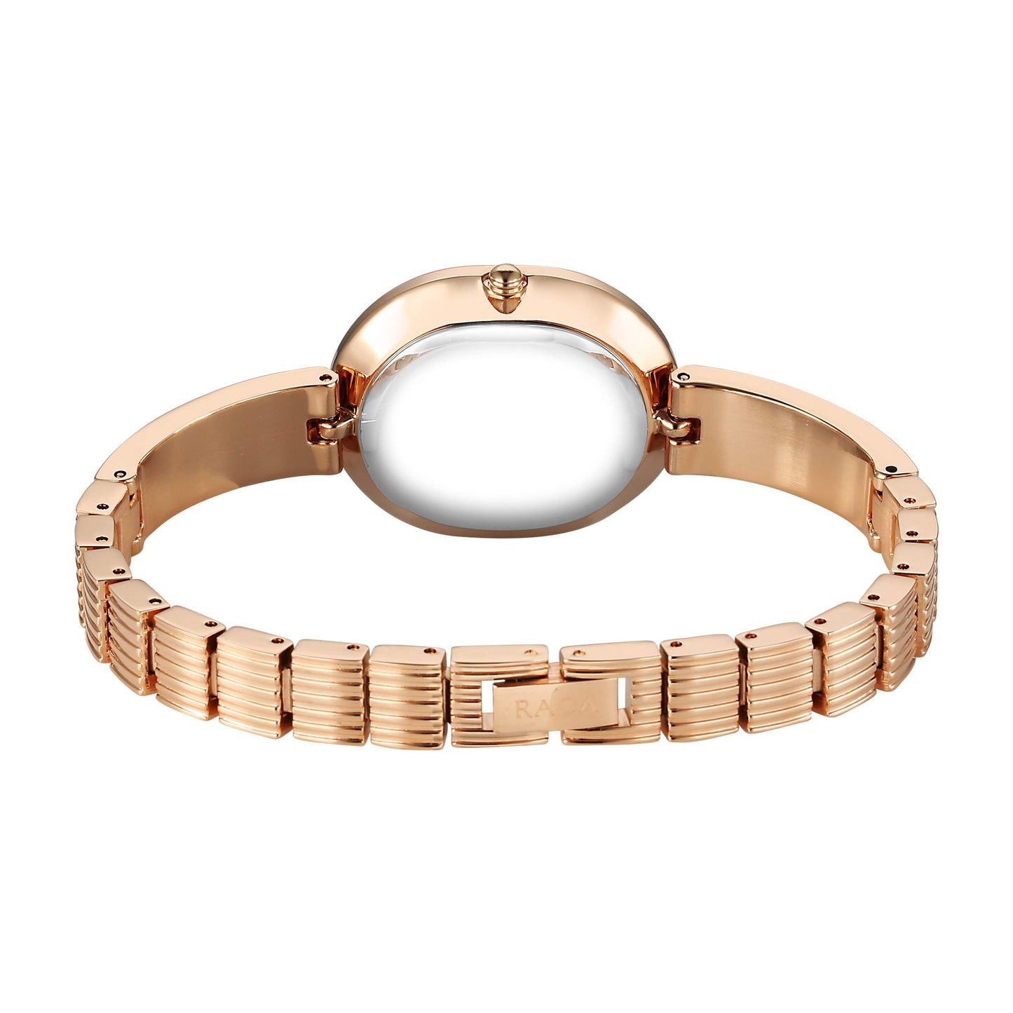 Titan Raga Rose Gold Oval Dial Metal Strap Analog Watch for Women