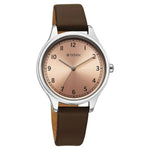 Titan Workwear Pink Dial Brown Leather Strap Analog Watch for Women
