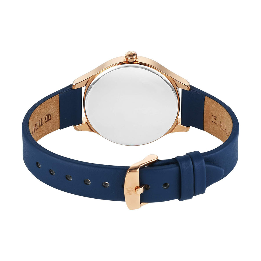 Titan Neo Quartz Analog Blue Dial Blue Leather Strap Watch For Women 2781WL01