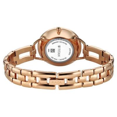 Titan Raga Brown Dial Rose Gold Metal Strap Analog Watch for Women