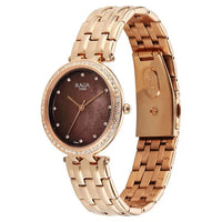 Titan Raga Mother of Pearl Dial Rose Gold Metal Strap Analog Watch for Women