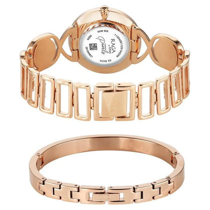 Titan Raga Mother of Pearl Dial Rose Gold Metal Strap Analog Watch for Women