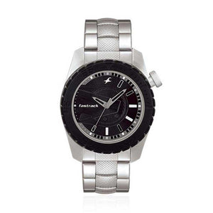 Fastrack Quartz Analog Black Dial Stainless Steel Strap Watch for Guys