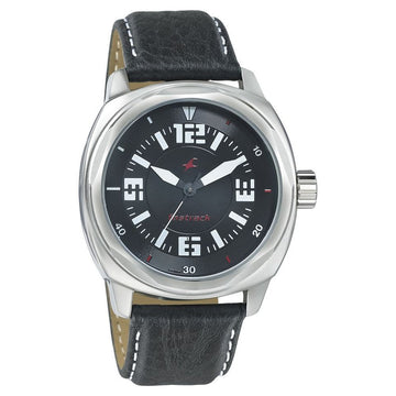 Fastrack Quartz Analog Black Dial Leather Strap Watch for Guys