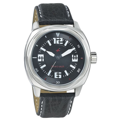Fastrack Quartz Analog Black Dial Leather Strap Watch for Guys
