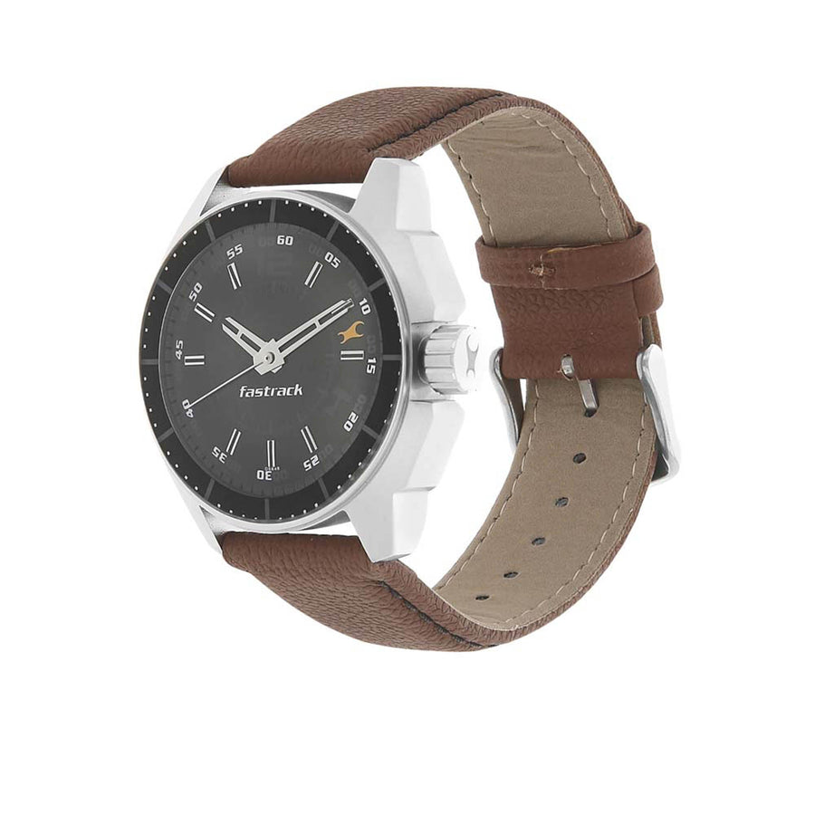 Fastrack Black Dial Alog Watch for Men (3089SL05)