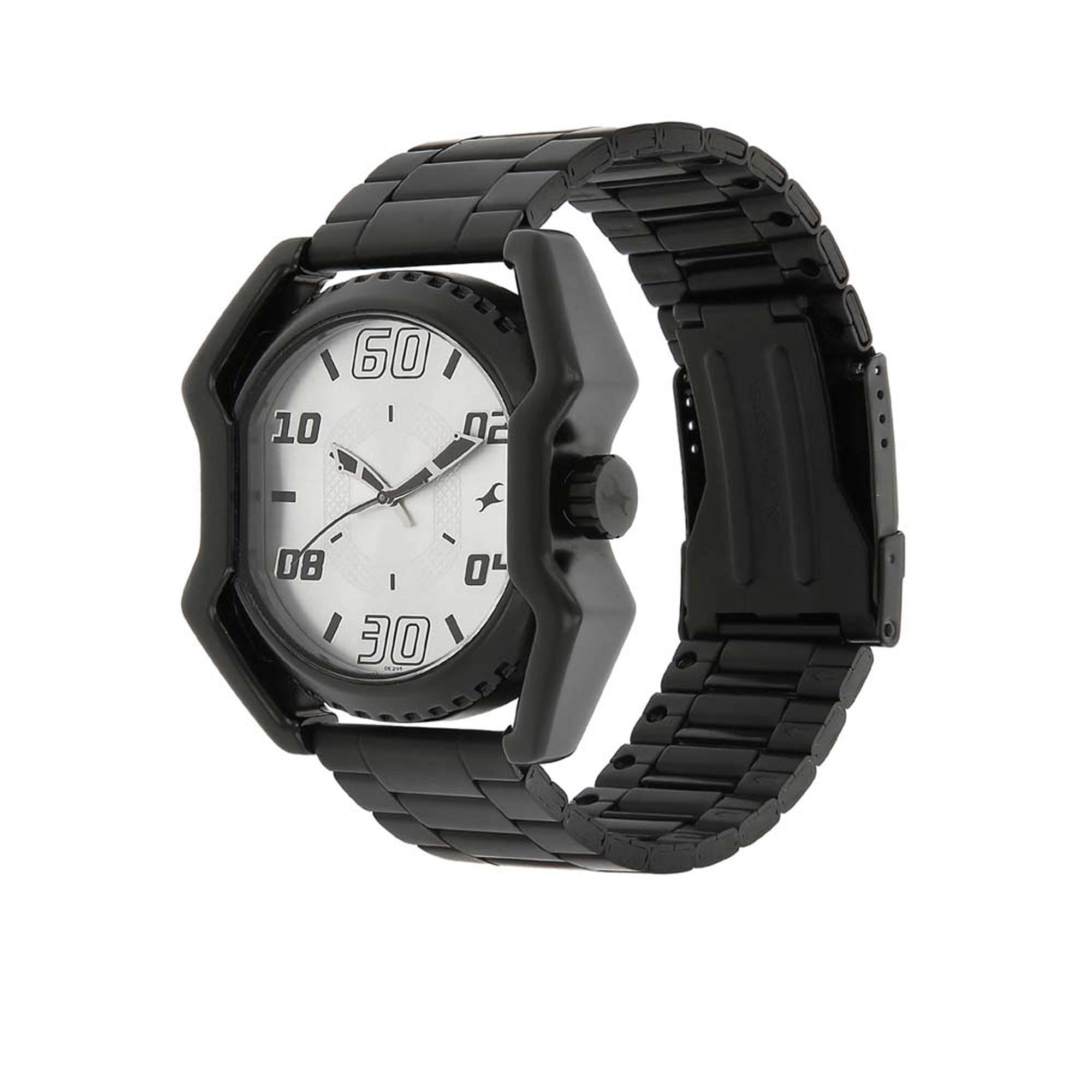 Fastrack Quartz Analog Silver Dial Stainless Steel Strap Watch for Guys