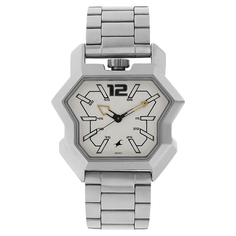 Fastrack Quartz Analog White Dial Stainless Steel Strap Watch for Guys
