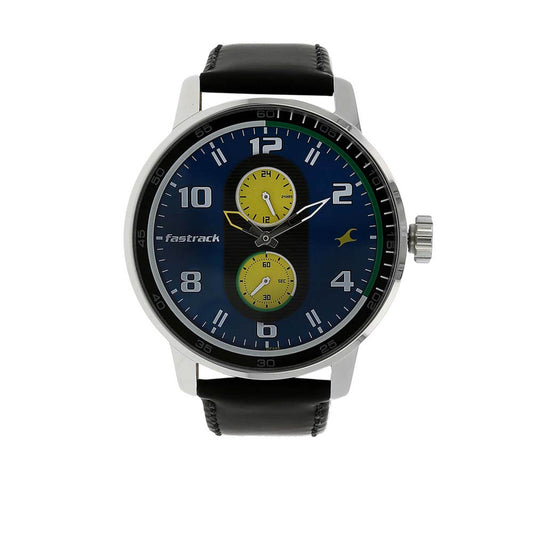 Fastrack Quartz Analog Grey Dial Leather Strap Watch for Guys
