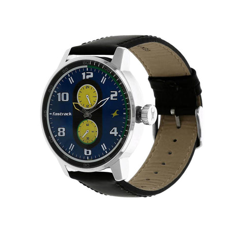 Fastrack Quartz Analog Grey Dial Leather Strap Watch for Guys