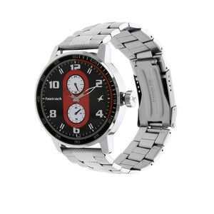 Fastrack Motorheads Quartz Analog Grey Dial Stainless Steel Strap Watch for Guys
