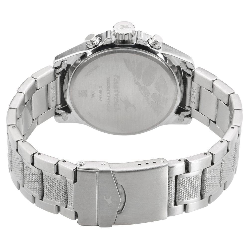 Fastrack Loopholes Quartz Multifunction Silver Dial Stainless Steel Strap Watch for Guys