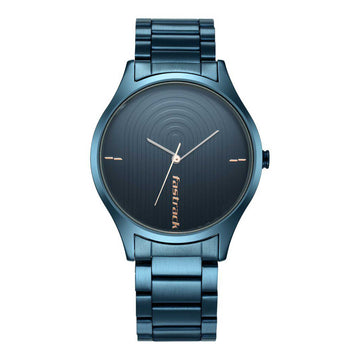 Fastrack Style Up Quartz Analog Blue Dial Stainless Steel Strap Watch for Guys