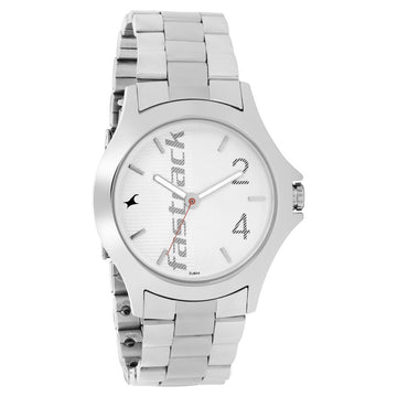 Fastrack Quartz Analog White Dial Stainless Steel Strap Watch for Guys
