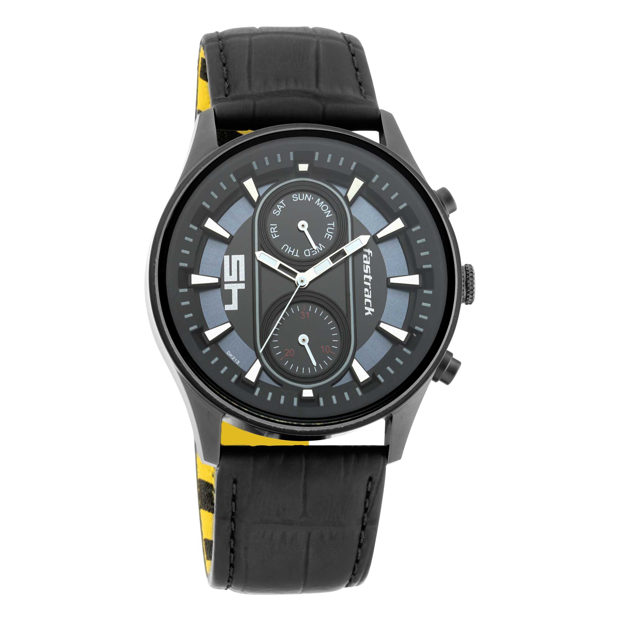 Leather Strap Watch Fastrack Dual Time Analog Watch Fastrack Dual