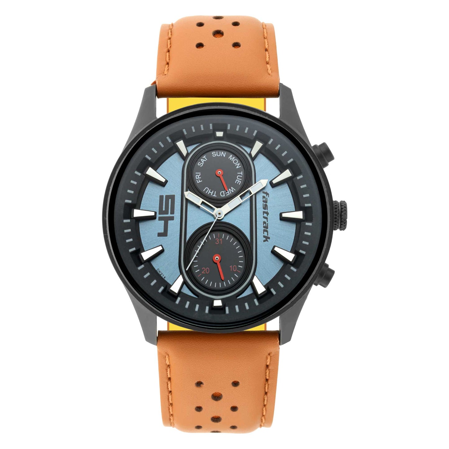 Fastrack Fastfit Quartz Analog with Day and Date Blue Dial Leather