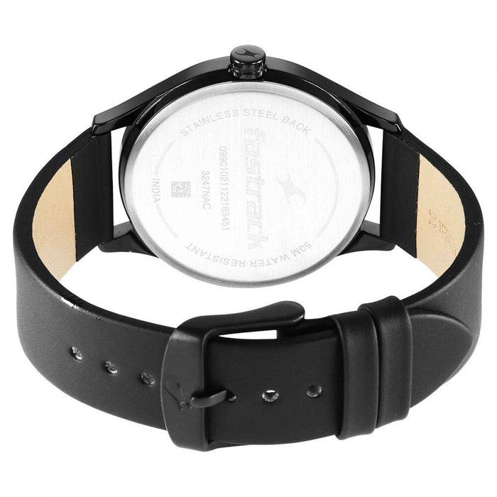 Fastrack Style Up Black Dial Leather Strap Watch for Guys