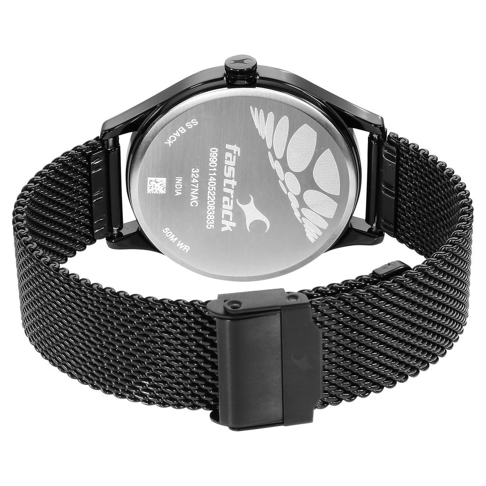 Fastrack Style Up Quartz Analog with Day and Date Black Dial