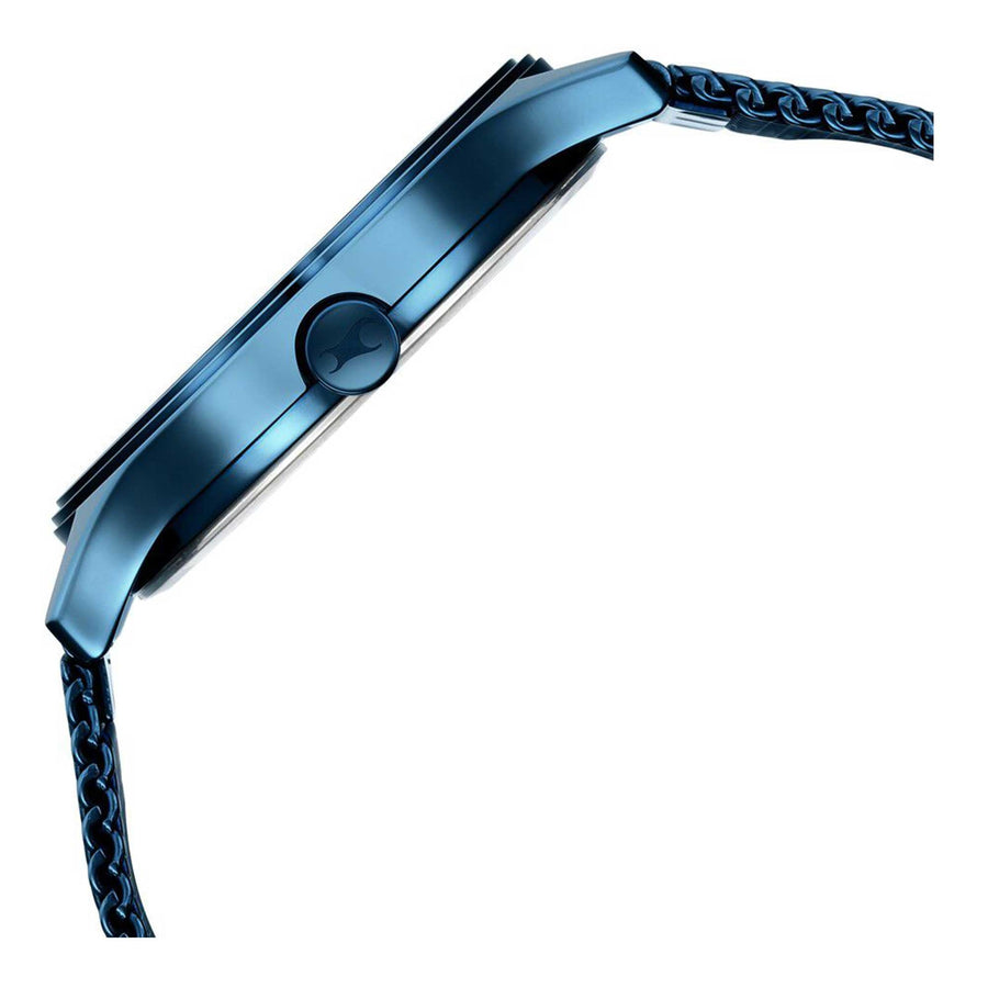 Fastrack Style Up Quartz Analog with Day and Date Blue Dial Stainless Steel Strap Watch for Guys