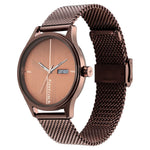 Fastrack Style Up Quartz Analog with Day and Date Brown Dial Stainless Steel Strap Watch for Guys