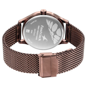 Fastrack Style Up Quartz Analog with Day and Date Brown Dial Stainless Steel Strap Watch for Guys