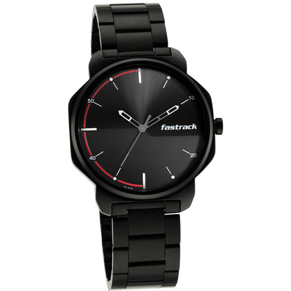Fastrack Stunners Quartz Analog Black Dial Metal Strap Watch for Guys