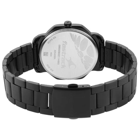 Fastrack Stunners Quartz Analog Black Dial Metal Strap Watch for Guys