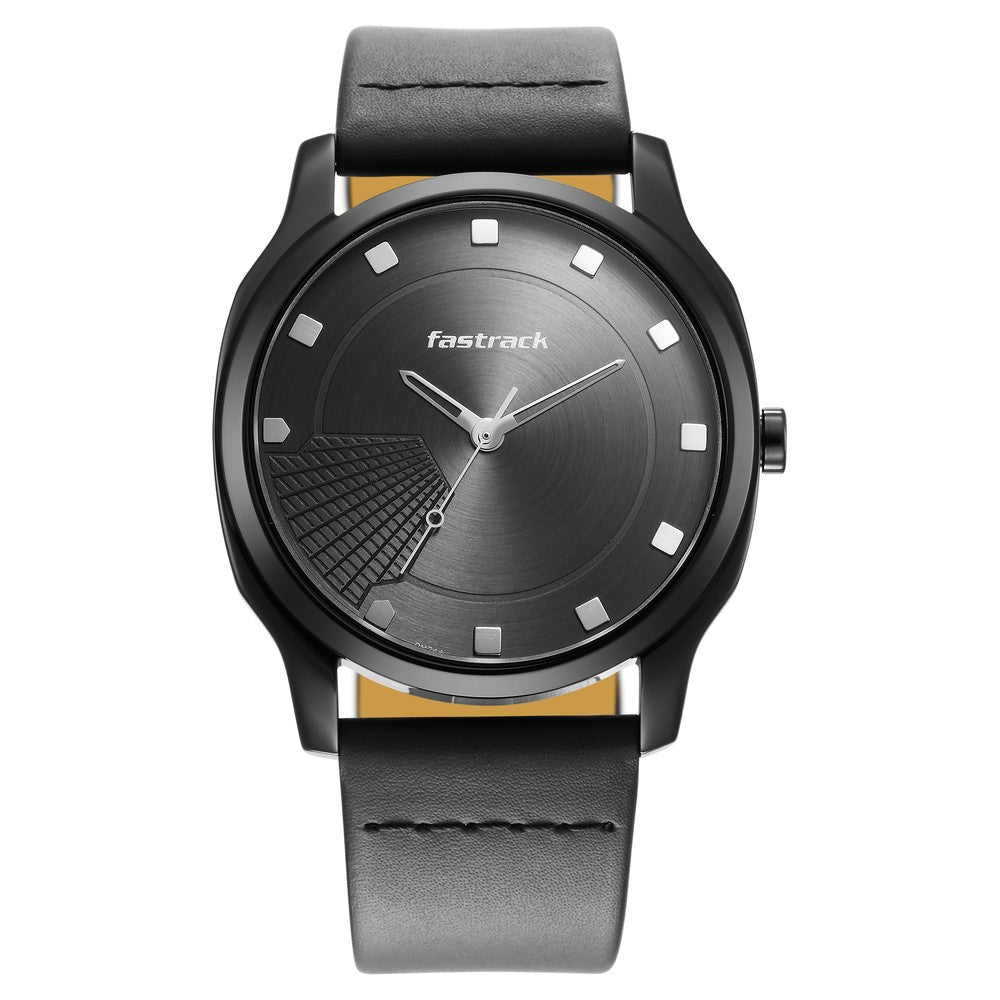 Fastrack Stunners Quartz Analog Anthracite Dial Leather Strap