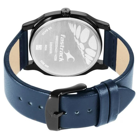 Fastrack Stunners Quartz Alog Blue Dial Leather Strap Watch for Guys