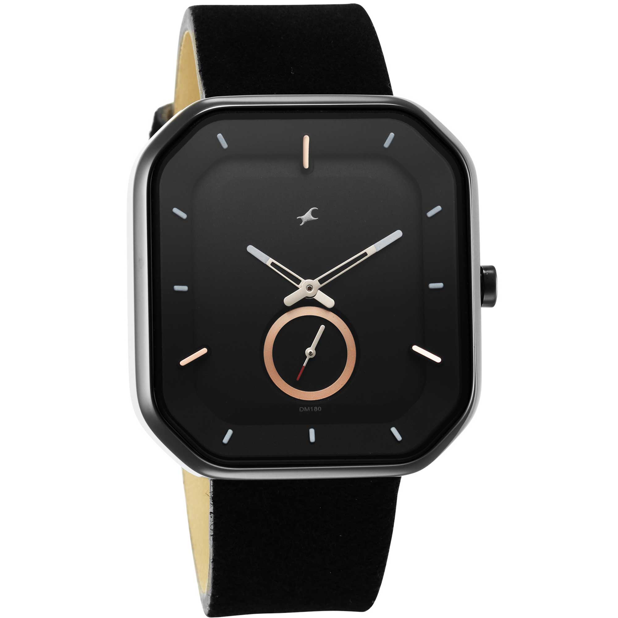After Dark Black Dial Leather Strap Watch for Guys