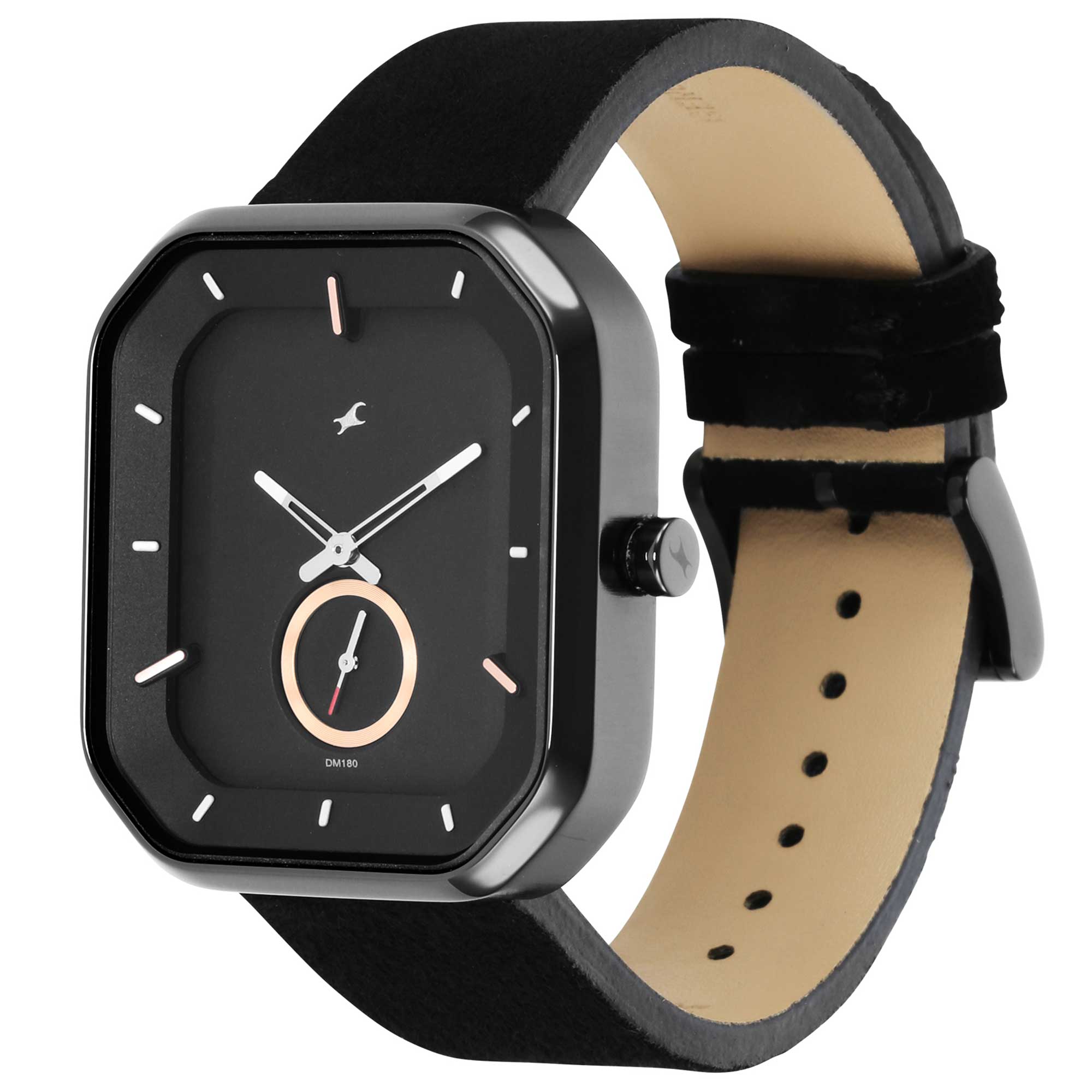 After Dark Black Dial Leather Strap Watch for Guys